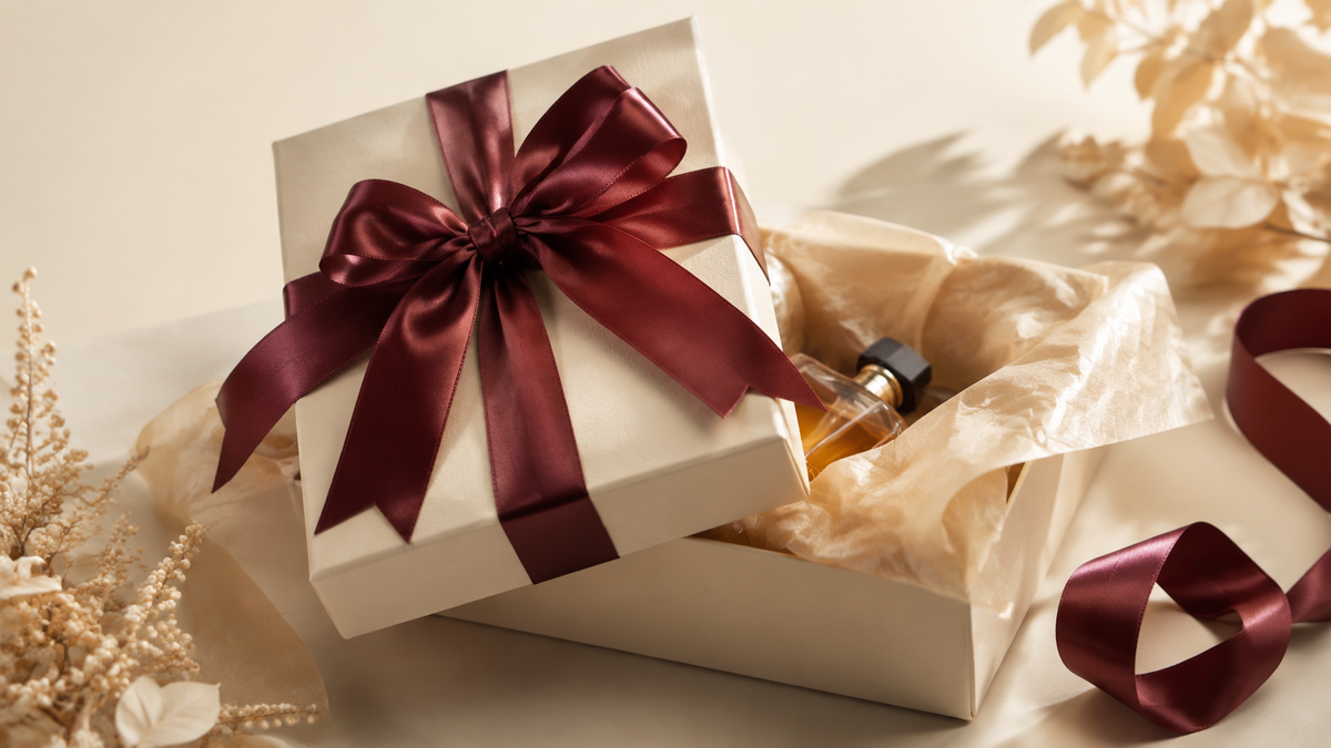 Premium unboxing experience created with custom ribbon