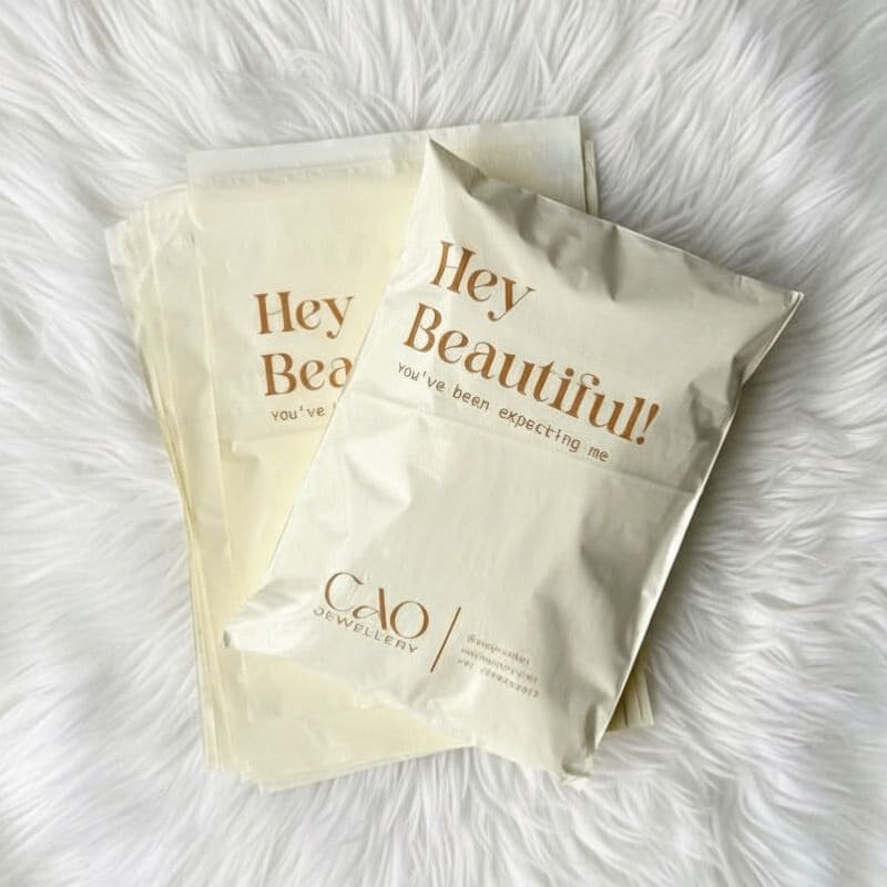 Cream Courier Poly Bag - Ribbonwala