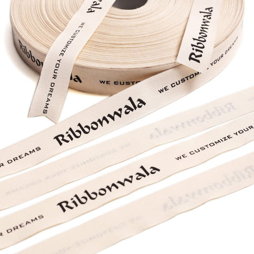 Printed Cotton Ribbon Logo Print - Ribbonwala