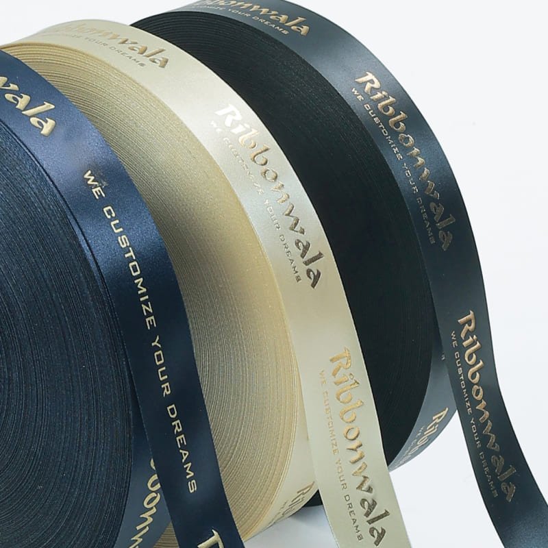 Single Side Satin Foil Ribbon Logo Print - Ribbonwala